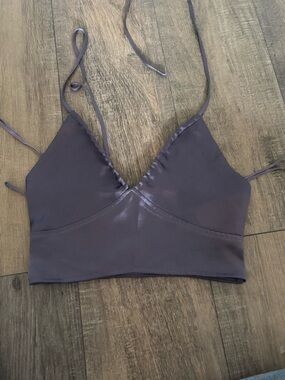 Garage Satin Halter Bralette in Mauve